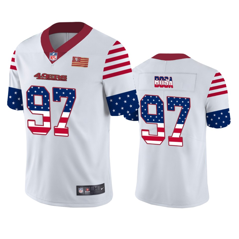 San Francisco 49ers #97 Nick Bosa White Men's Team Logo USA Flag Vapor Untouchable Limited Jersey