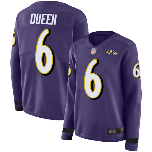 Ravens #6 Patrick Queen Purple Team Color Women's Stitched Limited Therma Long Sleeve Jersey