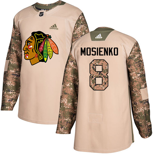 Adidas Chicago Blackhawks #8 Bill Mosienko Camo Authentic 2017 Veterans Day Stitched Jersey Men's