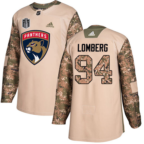 Adidas Panthers #94 Ryan Lomberg Camo 2023 Stanley Cup Final Patch Authentic Stitched Jersey
