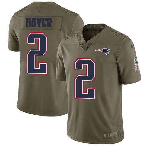 New England Patriots #2 Brian Hoyer Olive Men's Stitched Limited 2017 Salute To Service Jersey Men's