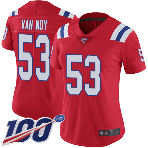 New England Patriots #53 Kyle Van Noy Red Alternate Women's Stitched 100th Season Vapor Limited Jersey Womens