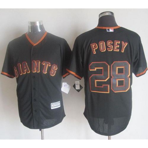 San Francisco Giants #28 Buster Posey Black New Cool Base Stitched Jersey Men's