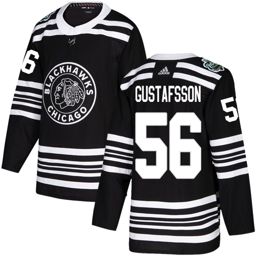 Adidas Chicago Blackhawks #56 Erik Gustafsson Black Authentic 2019 Winter Classic Stitched Jersey Men's