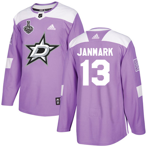 Adidas Dallas Stars #13 Mattias Janmark Purple Authentic Fights Cancer 2020 Stanley Cup Final Stitched Jersey Men's