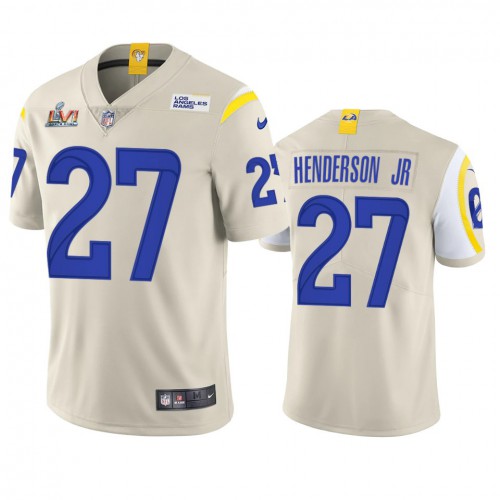 Los Angeles Los Angeles Rams #27 Darrell Henderson Men's Super Bowl LVI Patch Vapor Limited Jersey - Bone Men's