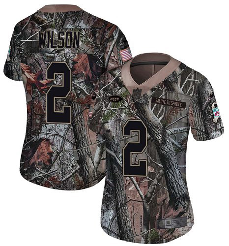 Jets #2 Zach Wilson Camo Women's Stitched Limited Rush Realtree Jersey