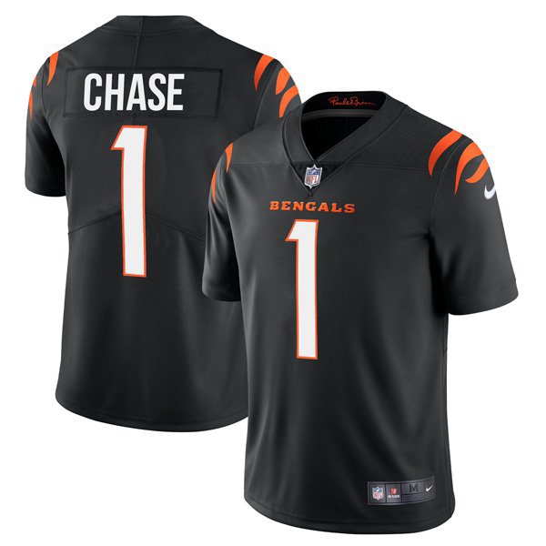Cincinnati Bengals #1 Ja'Marr Chase Black Men's Vapor Limited Jersey