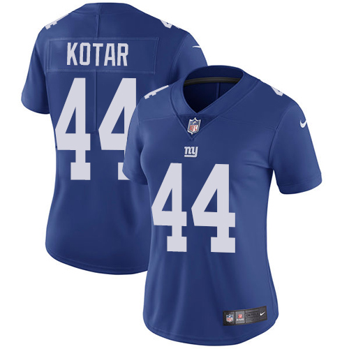 New York Giants #44 Doug Kotar Royal Blue Team Color Women's Stitched Vapor Untouchable Limited Jersey Womens