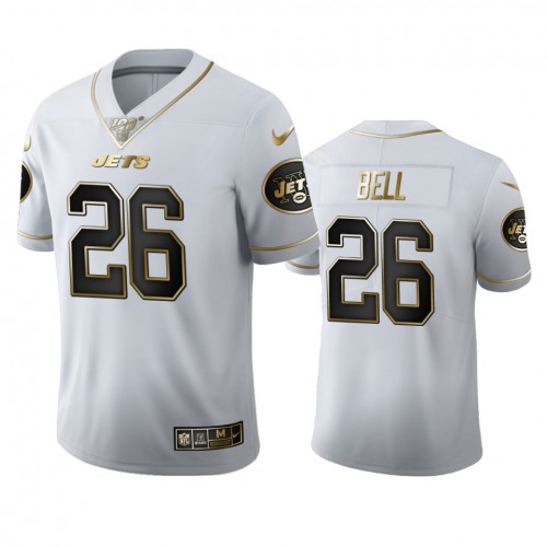 New York New York Jets #26 Le'Veon Bell Men's White Golden Edition Vapor Limited 100 Jersey Men's