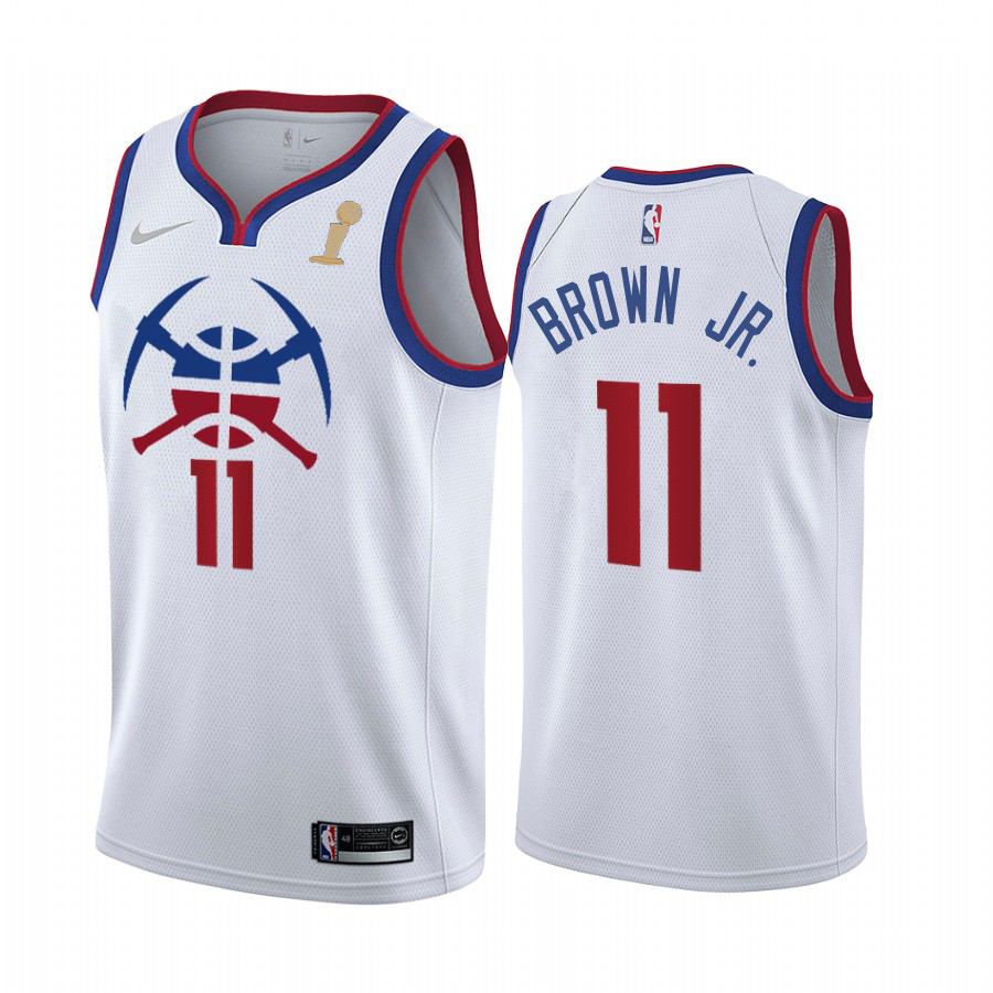 Denver Nuggets #11 Bruce Brown Jr. White Swingman 2023 Finals Champions Earned Edition Jersey