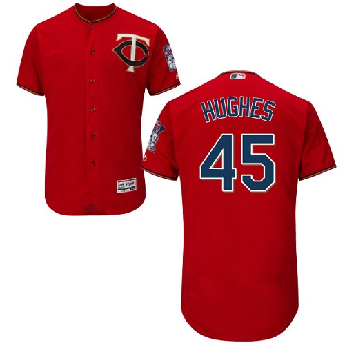 Minnesota Twins #45 Phil Hughes Red Flexbase Authentic Collection Stitched Jersey Men's