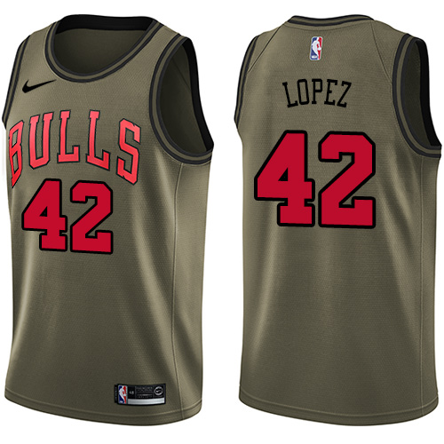 Chicago Bulls #42 Robin Lopez Green Salute to Service Youth Swingman Jersey Youth