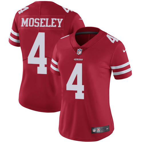 San Francisco 49ers #4 Emmanuel Moseley Red Team Color Women's Stitched Vapor Untouchable Limited Jersey Womens
