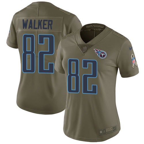 Tennessee Titans #82 Delanie Walker Olive Women's Stitched Limited 2017 Salute to Service Jersey Womens