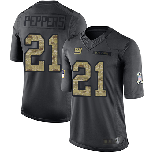 New York Giants #21 Jabrill Peppers Black Men's Stitched Limited 2016 Salute to Service Jersey Men's
