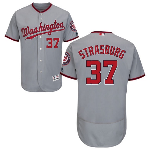 Washington Nationals #37 Stephen Strasburg Grey Flexbase Authentic Collection Stitched Jersey Men's