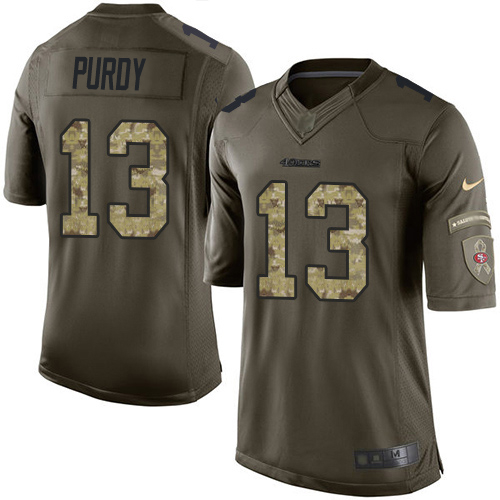 49ers #13 Brock Purdy Green Youth Stitched Limited 2015 Salute To Service Jersey