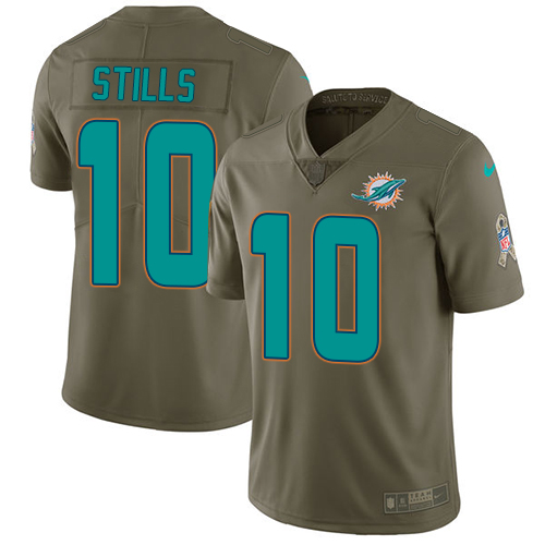 Miami Dolphins #10 Kenny Stills Olive Men's Stitched Limited 2017 Salute to Service Jersey Men's