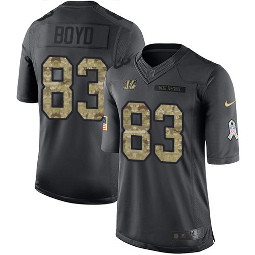 Bengals #83 Tyler Boyd Black Men's Stitched Limited 2016 Salute To Service Jersey