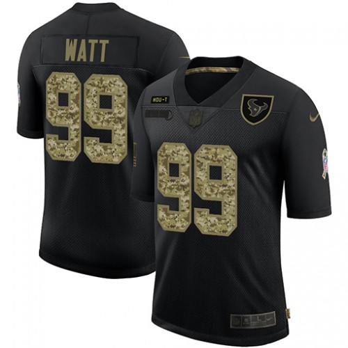 Houston Houston Texans #99 J.J. Watt Men's 2020 Salute To Service Camo Limited Jersey Black Men's