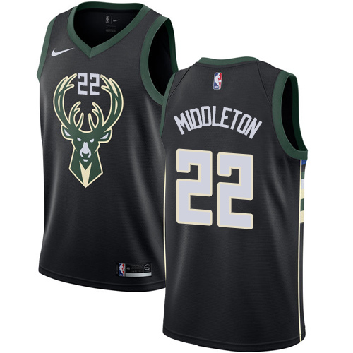 Milwaukee Bucks #22 Khris Middleton Black Youth Swingman Statement Edition Jersey Youth