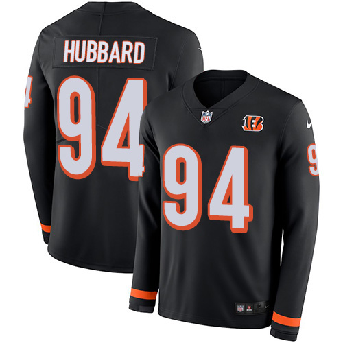 Bengals #94 Sam Hubbard Black Team Color Men's Stitched Limited Therma Long Sleeve Jersey
