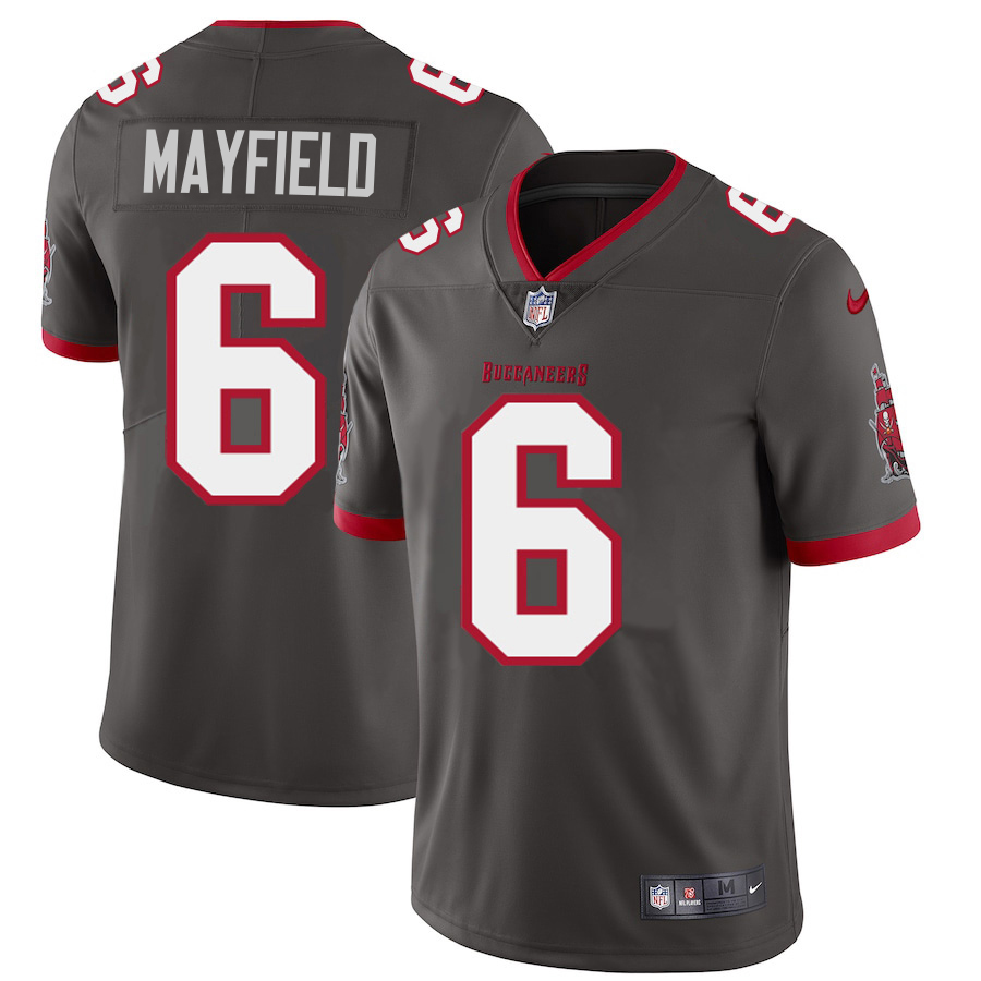 Tampa Bay Buccaneers #6 Baker Mayfield Men's Pewter Alternate Vapor Limited Jersey