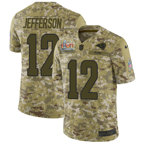 Los Angeles Rams #12 Van Jefferson Camo Super Bowl LVI Patch Youth Stitched Limited 2018 Salute To Service Jersey Youth