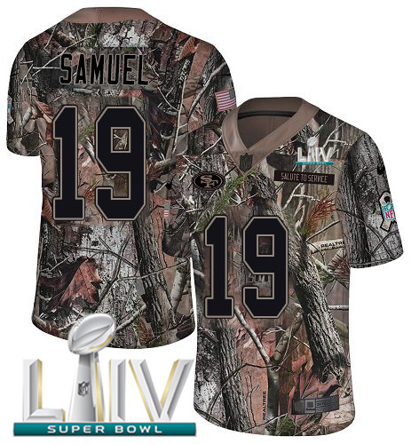 49ers #19 Deebo Samuel Camo Super Bowl LIV 2020 Youth Stitched Limited Rush Realtree Jersey