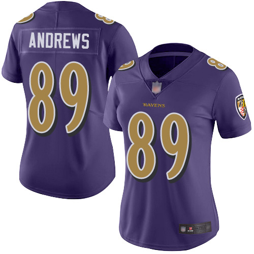 Baltimore Ravens #89 Mark Andrews Purple Women's Stitched Limited Rush Jersey Womens