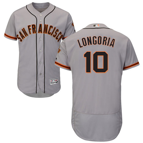 San Francisco Giants #10 Evan Longoria Grey Flexbase Authentic Collection Road Stitched Jersey Men's