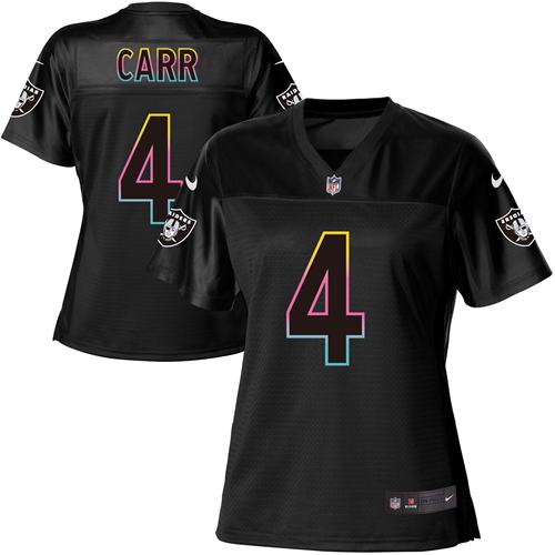 Raiders #4 Derek Carr Black Women's Fashion Game Jersey