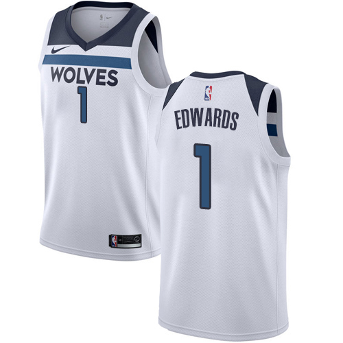 Minnesota Timberwolves #1 Anthony Edwards White Womens Swingman Association Edition Jersey Womens