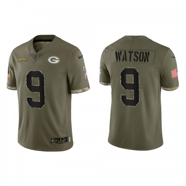Men's Youth Women's Green Bay Packers #9 Christian Watson 2022 Salute To Service Limited Jersey - Olive