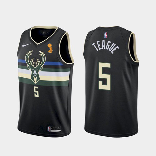Milwaukee Bucks #5 Jeff Teague 2021 Finals Champions Swingman Statement Edition Jersey Black Mens