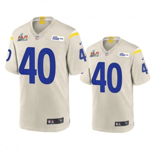 Los Angeles Los Angeles Rams #40 Von Miller Men's Super Bowl LVI Patch Game Jersey - Bone Men's