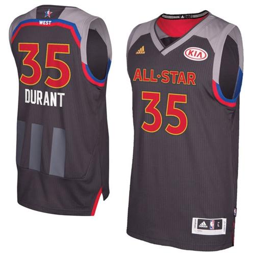 Golden State Warriors #35 Kevin Durant Charcoal 2017 All-Star Stitched Jersey Mens