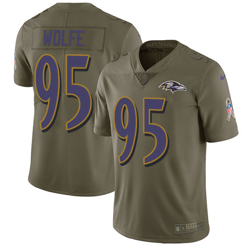 Baltimore Ravens #95 Derek Wolfe Olive Men's Stitched Limited 2017 Salute To Service Jersey Men's