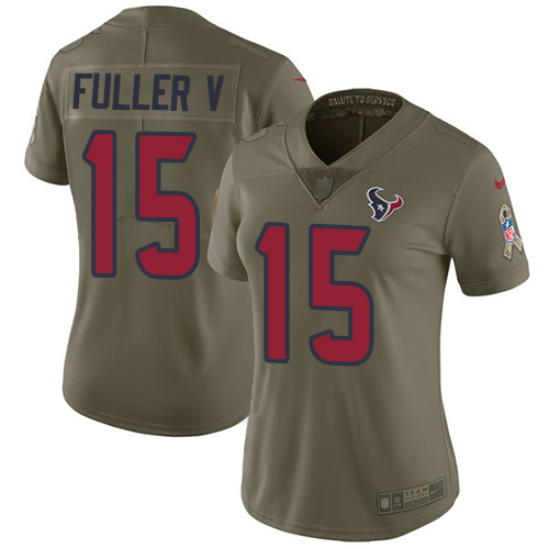 Houston Texans #15 Will Fuller V Olive Women's Stitched Limited 2017 Salute to Service Jersey Womens