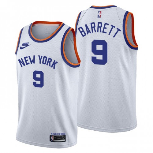 New York New York Knicks #9 RJ Barrett Womens Releases Classic Edition 75th Anniversary Jersey White Womens