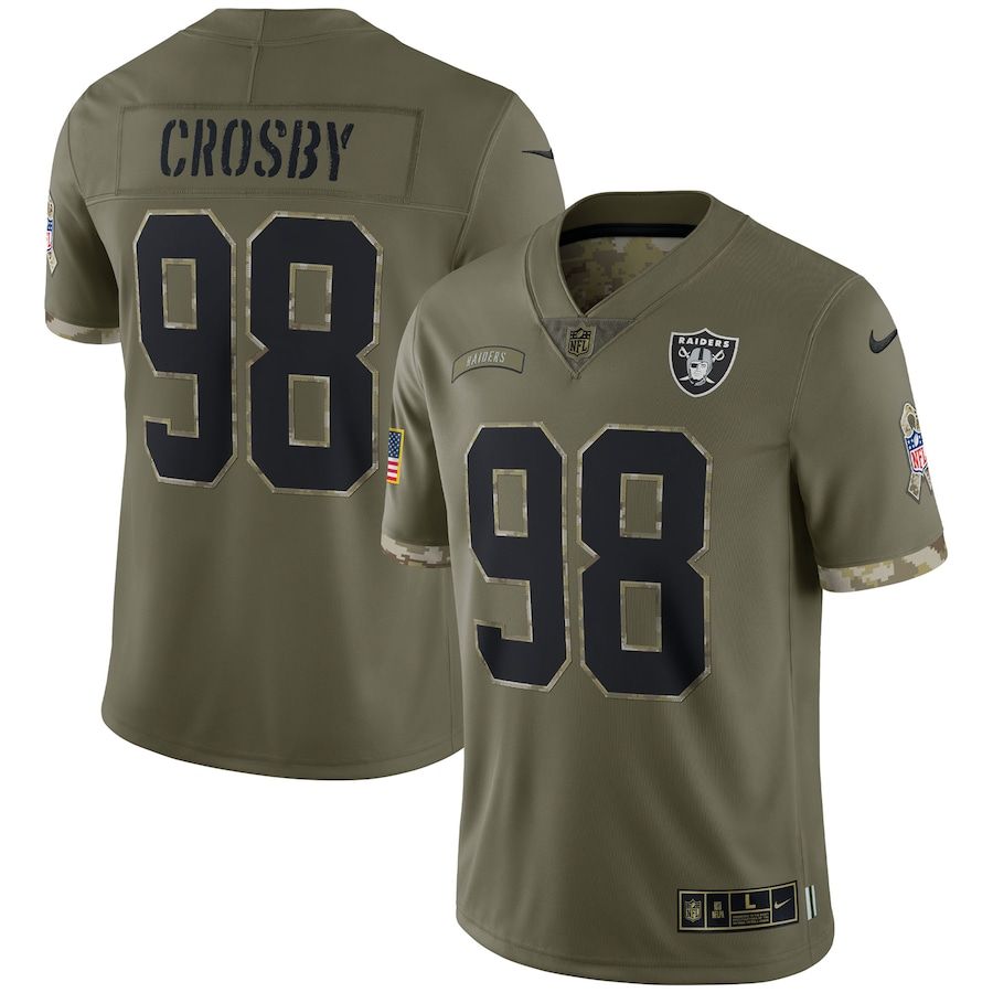 Men's Youth Women's Las Vegas Raiders #98 Maxx Crosby 2022 Salute To Service Limited Jersey - Olive