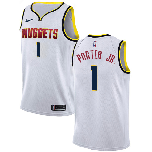 Denver Nuggets #1 Michael Porter Jr. White Swingman Association Edition Jersey Mens