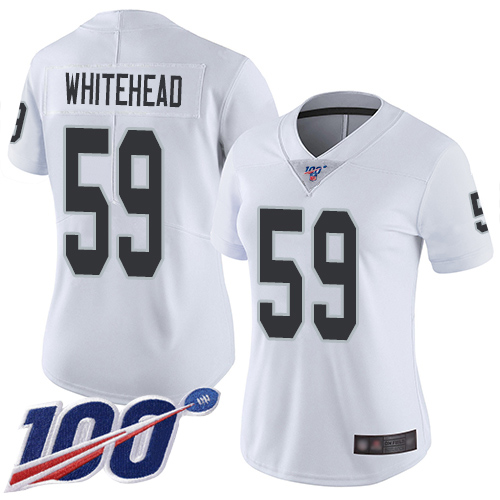 Las Vegas Raiders #59 Tahir Whitehead White Women's Stitched 100th Season Vapor Limited Jersey Womens