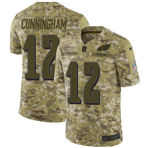 Philadelphia Eagles #12 Randall Cunningham Camo Men's Stitched Limited 2018 Salute To Service Jersey Men's