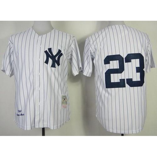Mitchell And Ness 1995 New York Yankees #23 Don Mattingly Stitched White Throwback Jersey Men's