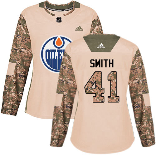 Adidas Edmonton Oilers #41 Mike Smith Camo Authentic 2017 Veterans Day Women's Stitched Jersey Womens