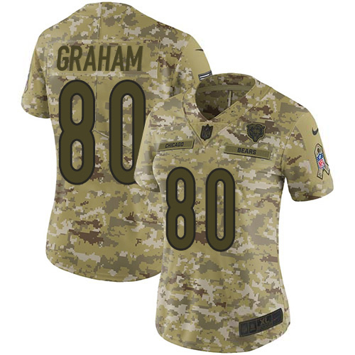 Chicago Bears #80 Jimmy Graham Camo Women's Stitched Limited 2018 Salute To Service Jersey Womens