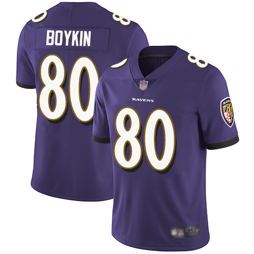 Baltimore Ravens #80 Miles Boykin Purple Team Color Men's Stitched Vapor Untouchable Limited Jersey Men's