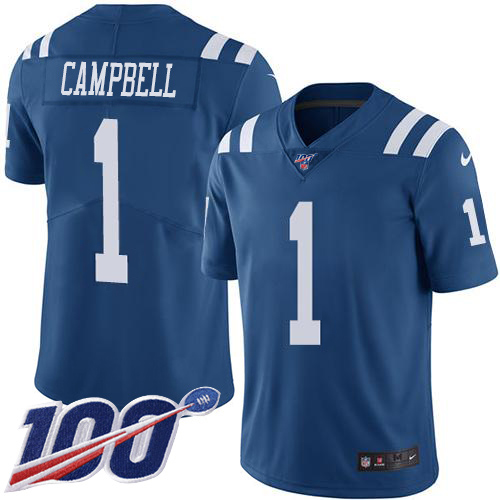 Colts #1 Parris Campbell Royal Blue Youth Stitched Limited Rush 100th Season Jersey